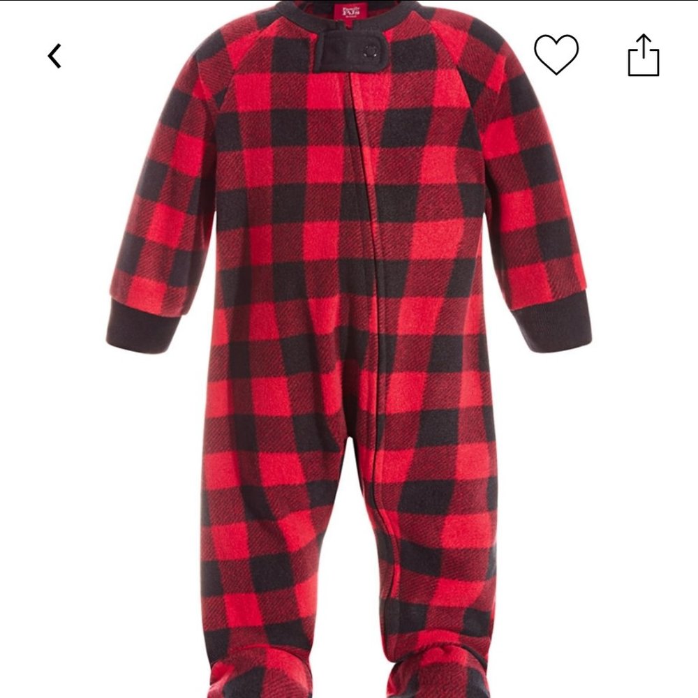 Red and black check footed pajamas